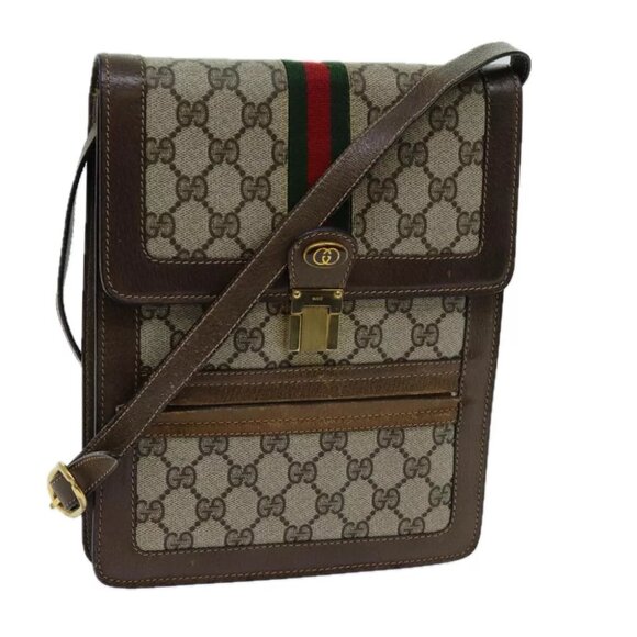 GUCCI GG Supreme Web Sherry Line Shoulder Bag PVC Beige Red Green - Picture 1 of 7